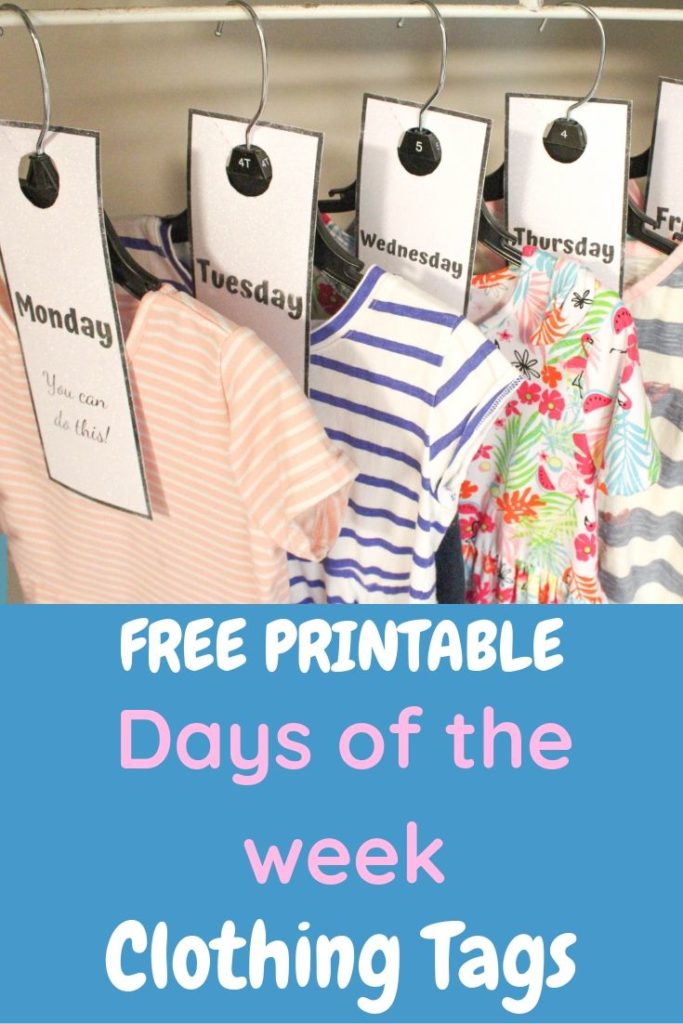 Free printable days of the week clothing tags