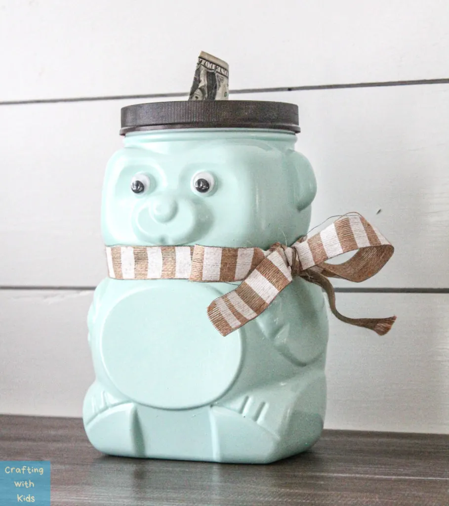 Animal Cracker Bear Jug Reused  into piggy bank