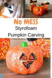 no mess styrofoam pumpkin carving