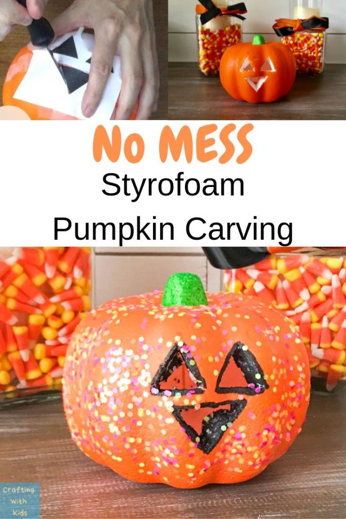 no mess styrofoam pumpkin carving