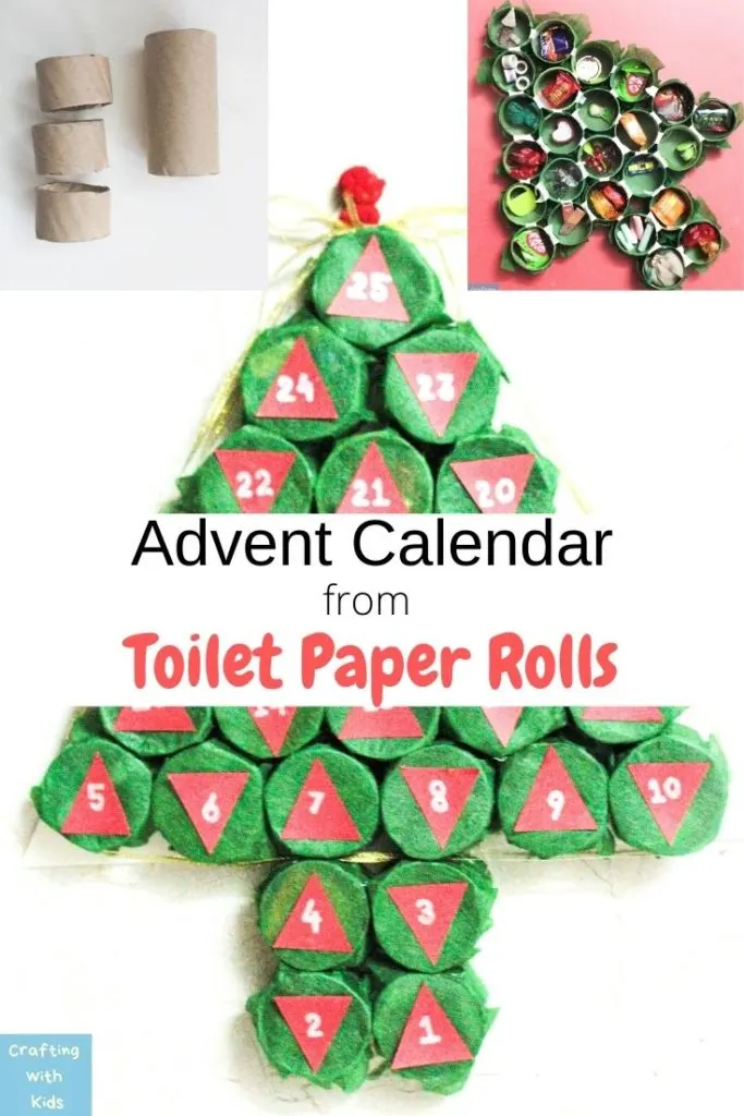 Advent Calendar Christmas Tree from a Toilet Paper or Paper Towel Roll