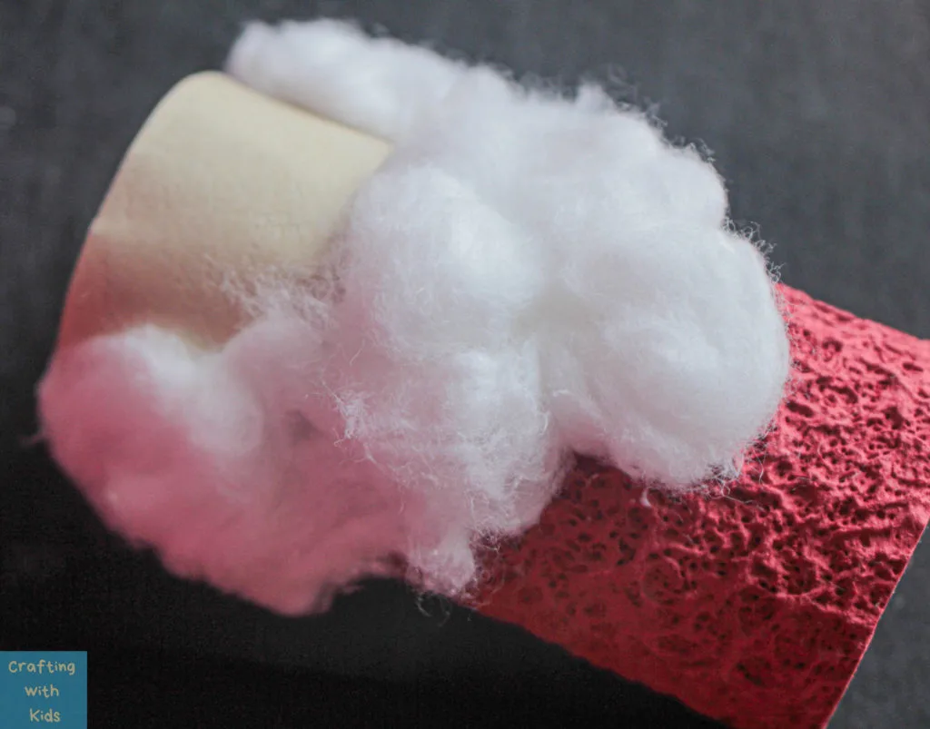 toilet paper roll Santa Claus beard with cotton balls