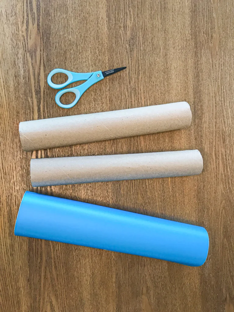materials for DIY tablet stand from paper towel tube
