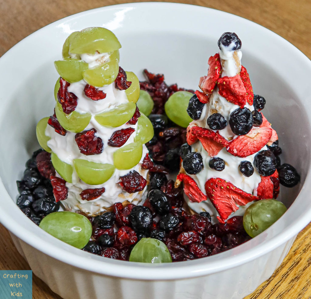 Healthy Edible Christmas Trees with Greek Yogurt and Fruit