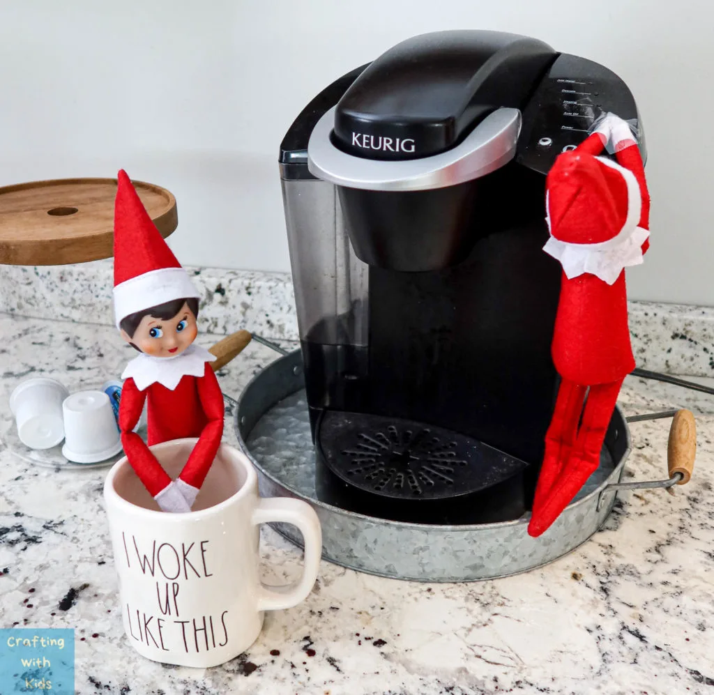 Elf on the shelf coffee date with two elves