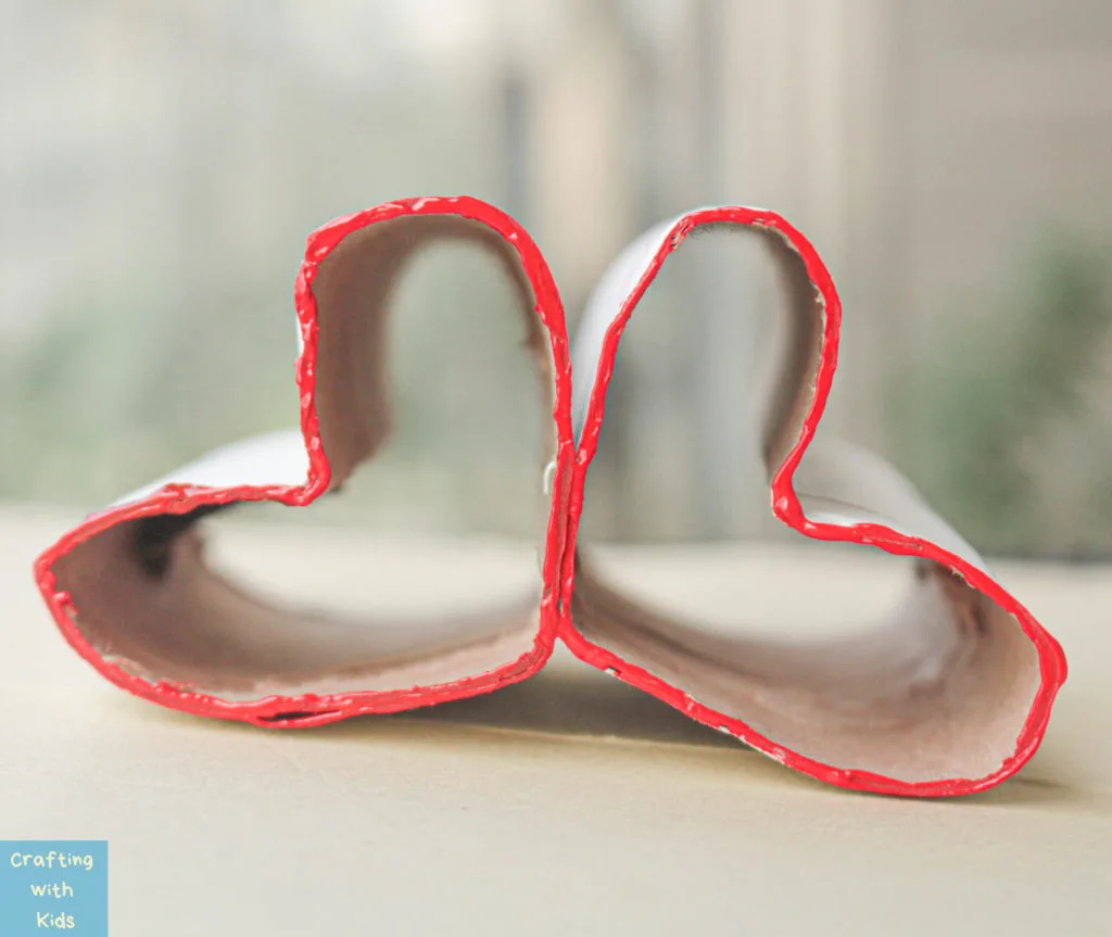 toilet paper roll heart stamp dipped in paint