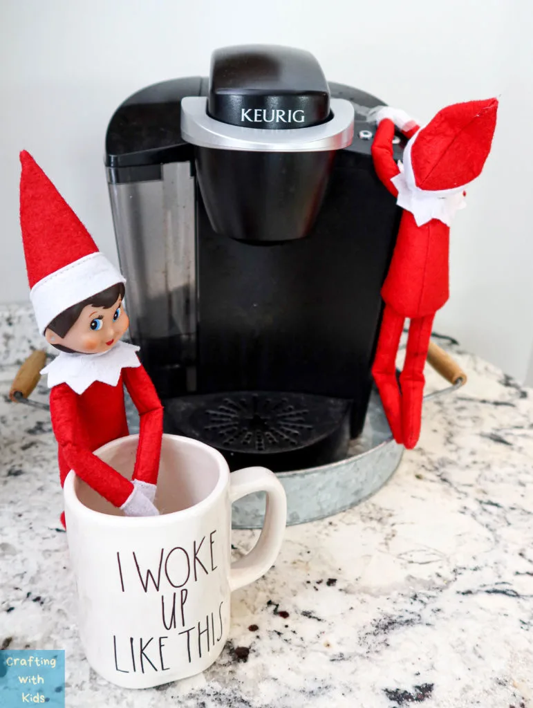 Elf on the shelf coffee date with two elves