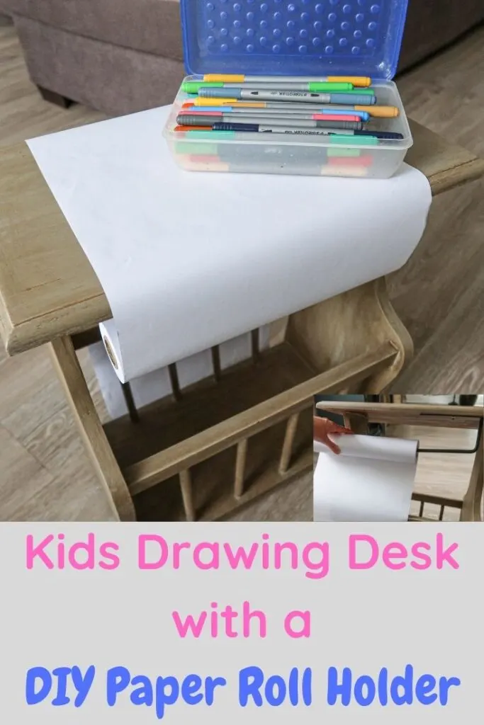 Kids Drawing Desk with a DIY Paper Roll Holder