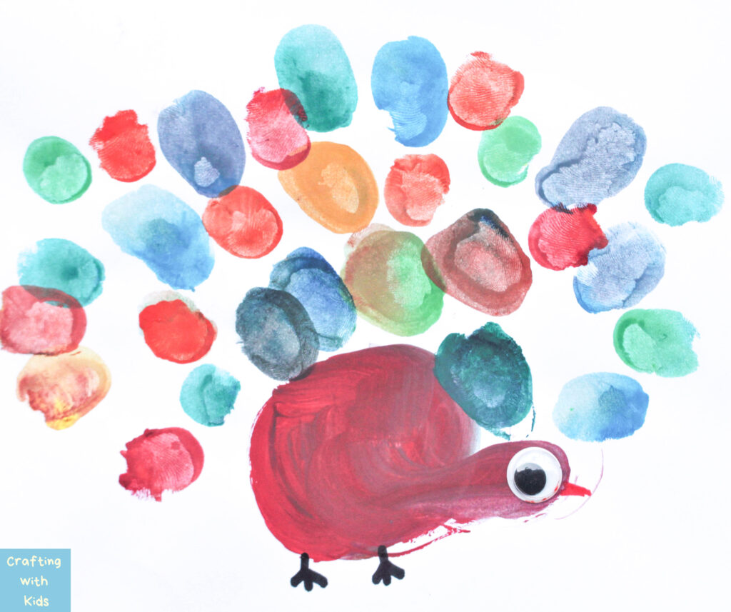 Turkey craft with thumbprint art