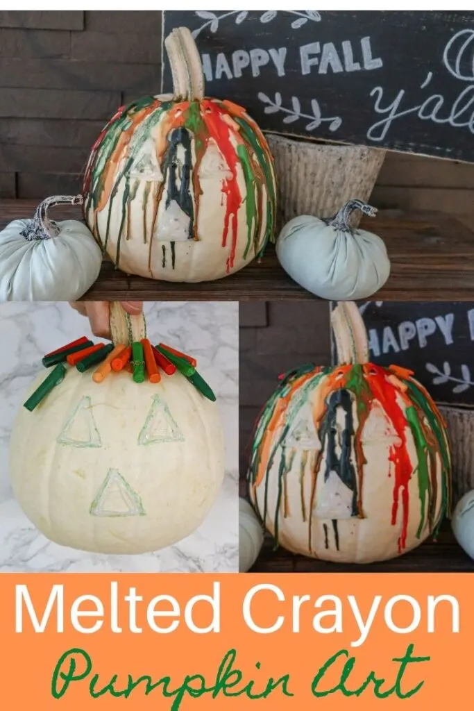 melted crayon pumpkin art