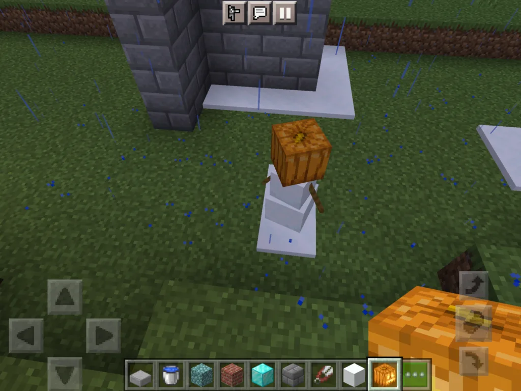 adding a Jack O Lantern on top of snow blocks in Minecraft