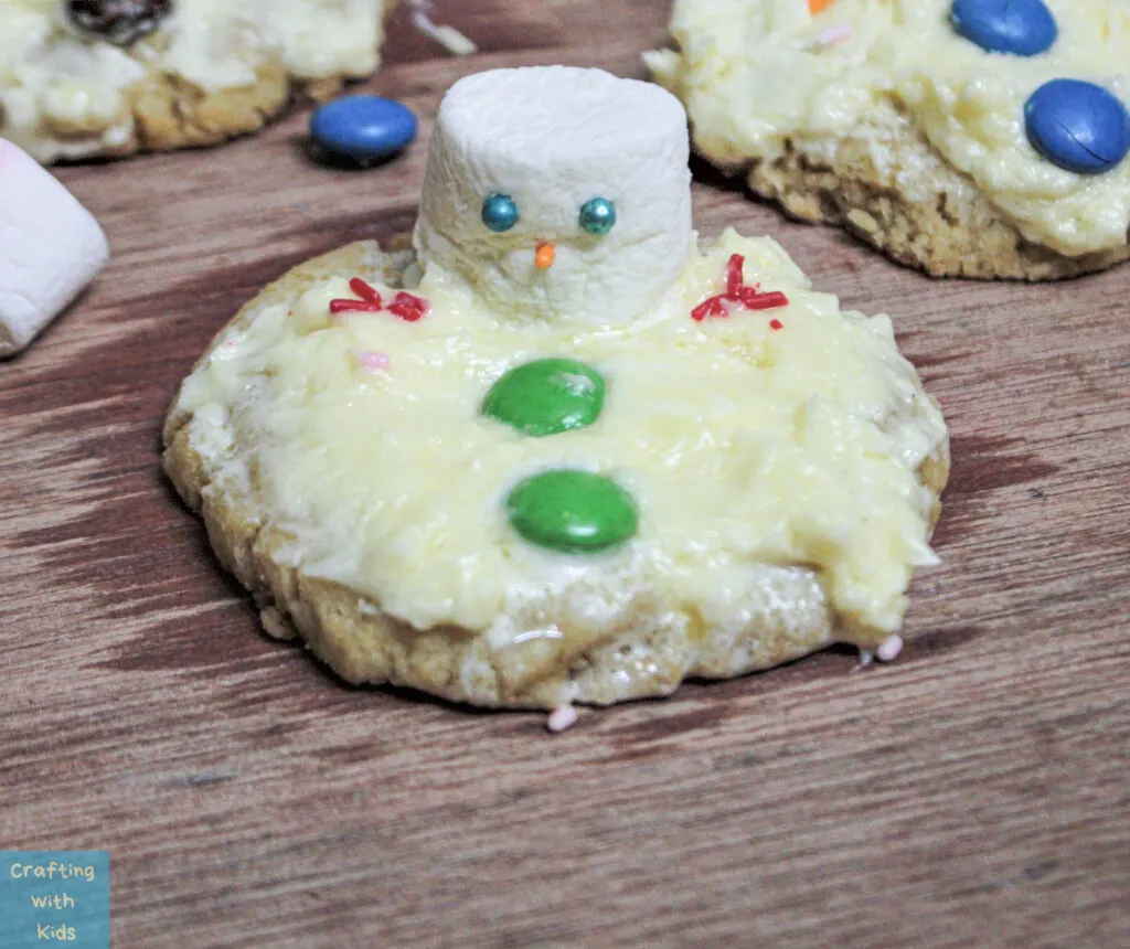 buttons on snowman for melting snowman cookies