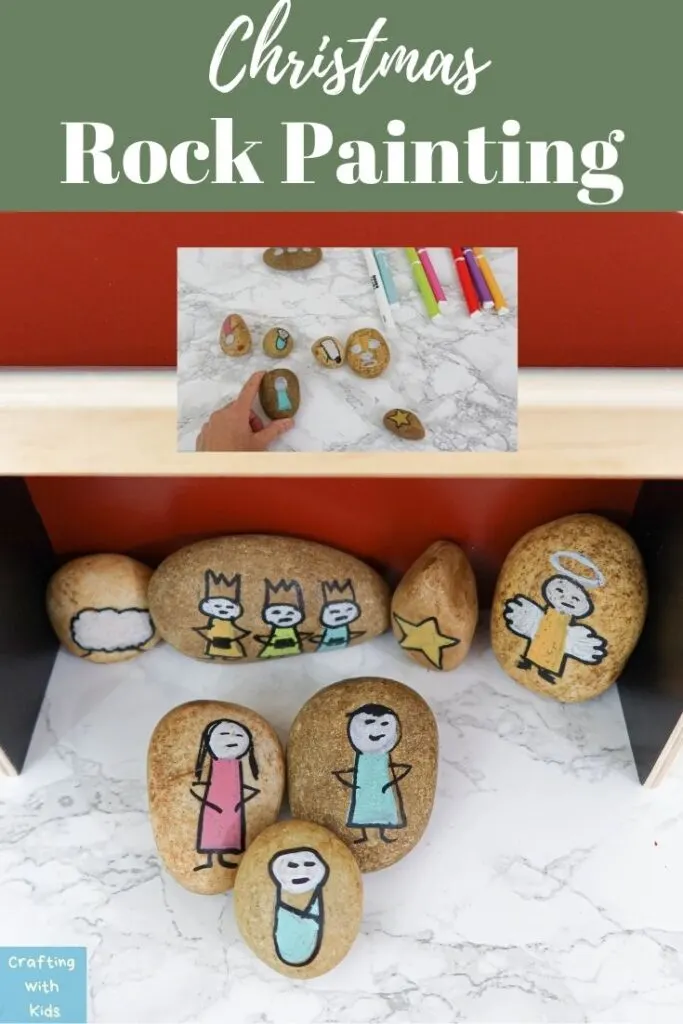 Christmas rock painting nativity scene