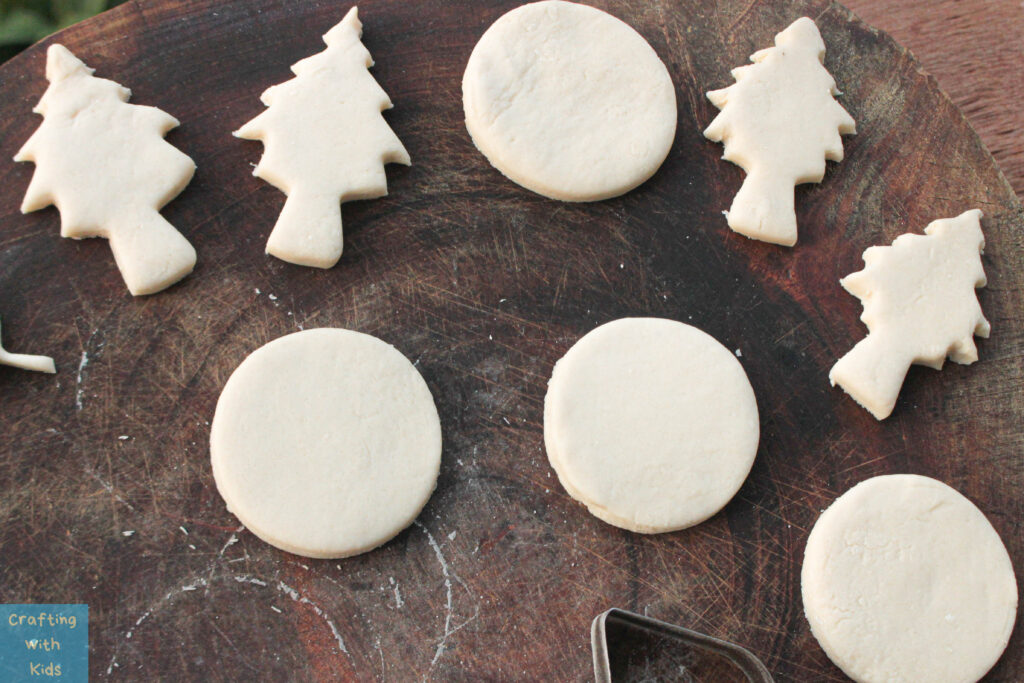 salt dough ornaments in Christmas shapes