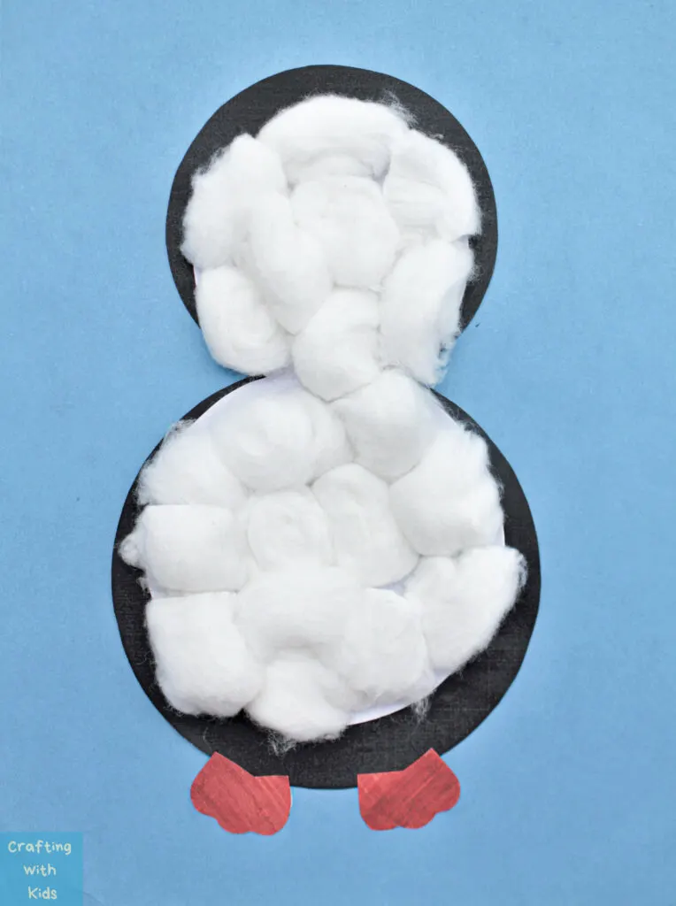 penguin craft with paper and cotton balls
