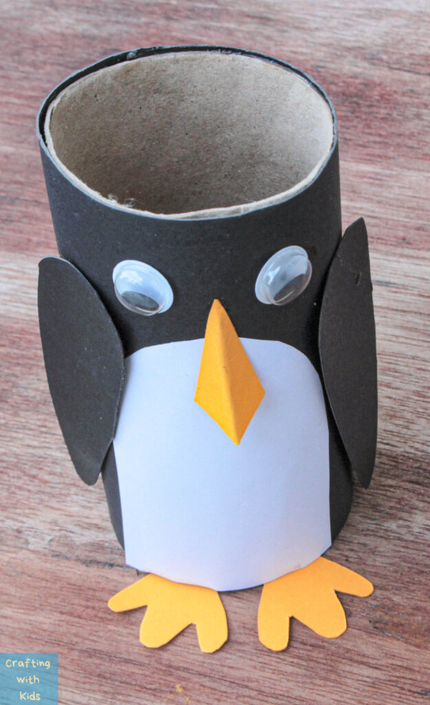 toilet paper roll Penguin craft for kids