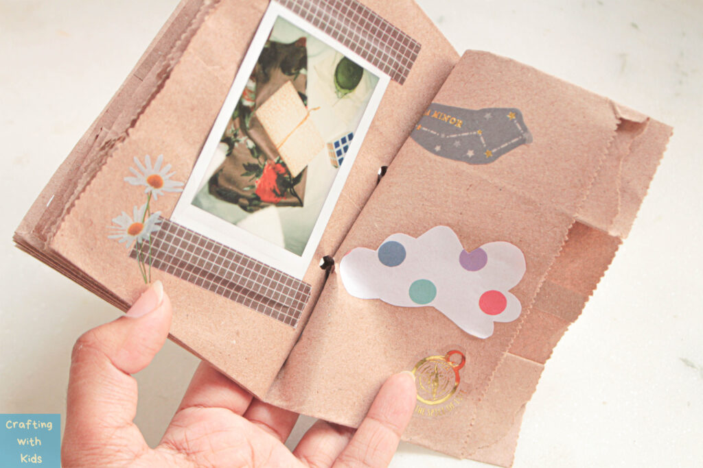 homemade flip book for kids with brown paper bag