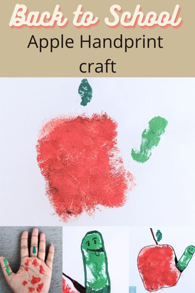 Back to school preschool craft with apple handprint art