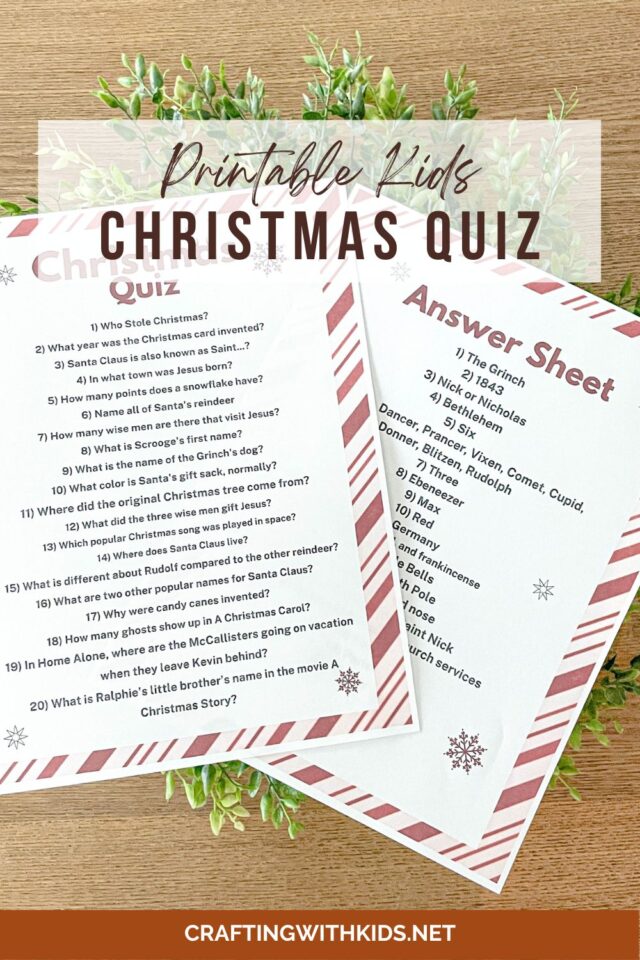 Kids Christmas Quiz; Free Printable with 20 Holiday Questions