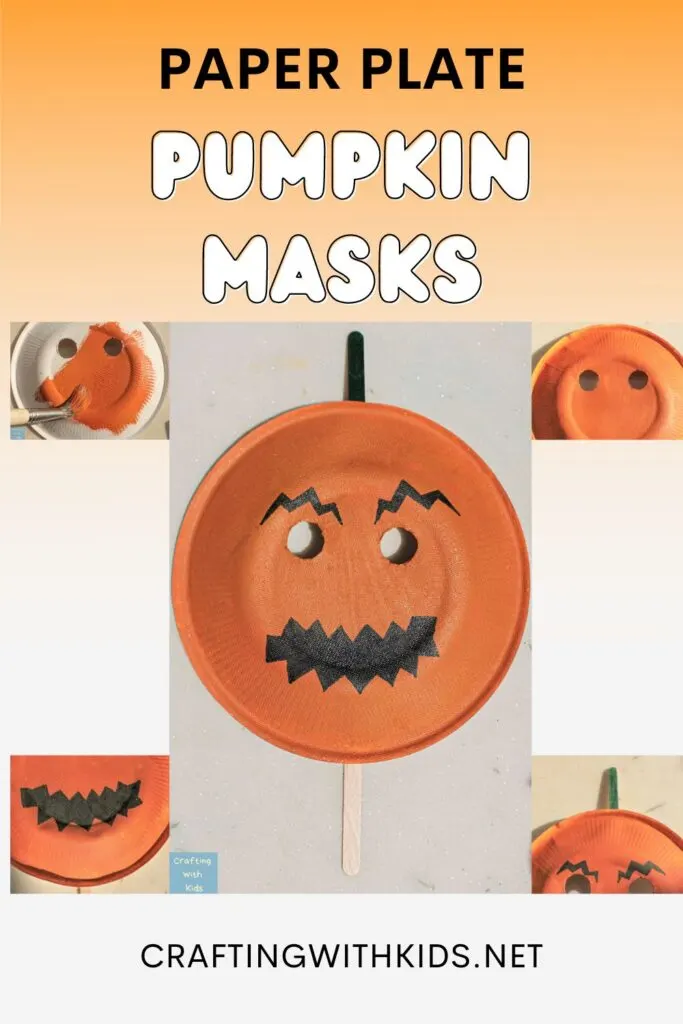 Paper Plate Pumpkin Mask for an Easy Halloween Craft