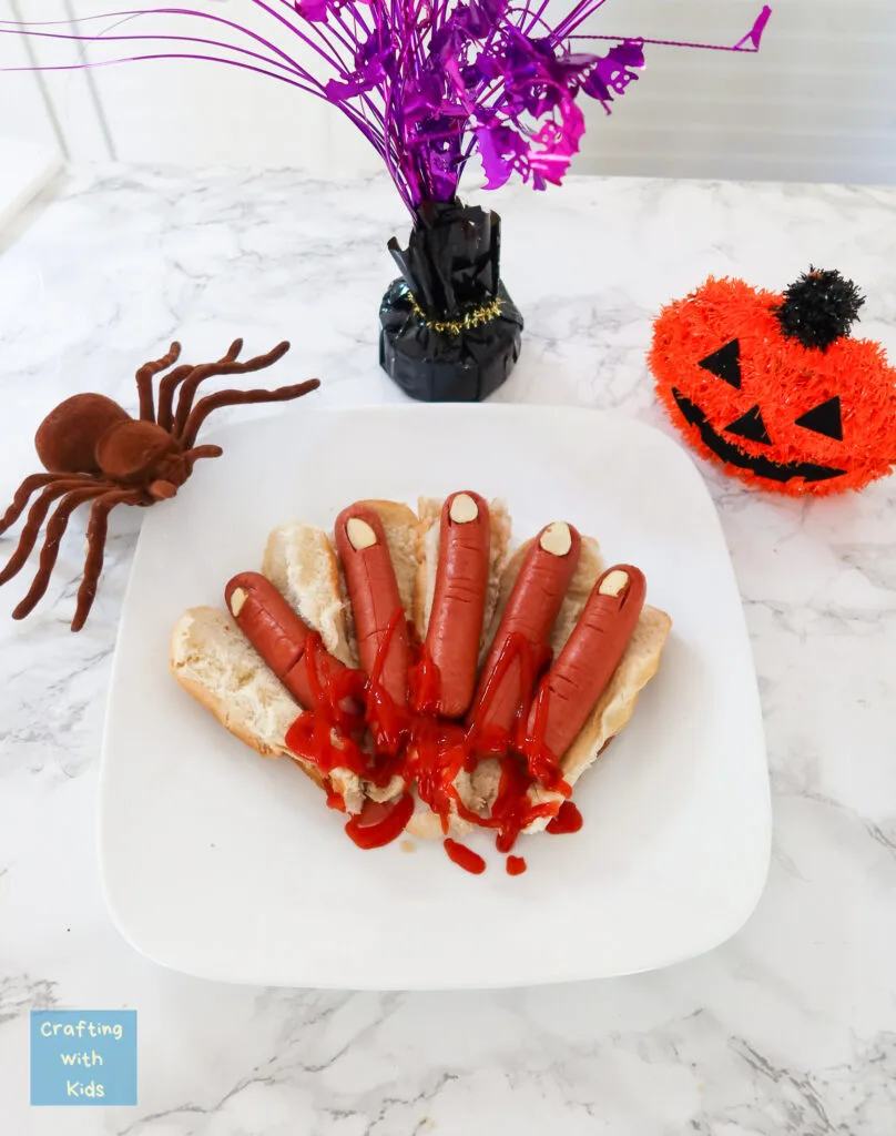 Halloween finger hotdogs