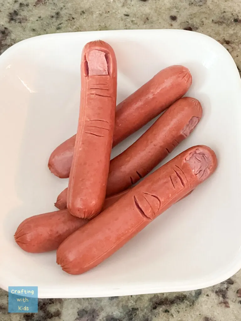 Hot dog fingers for Halloween 