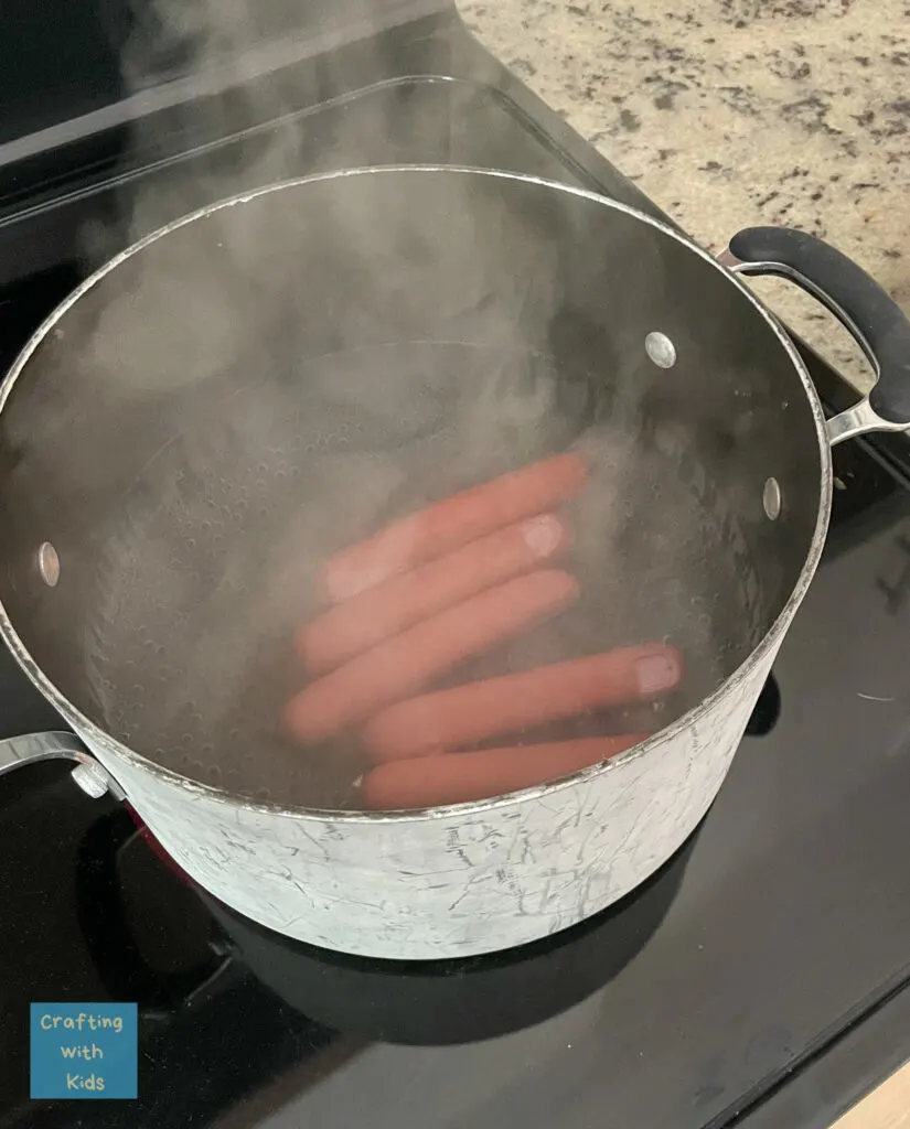 boiling hot dog fingers for Halloween
