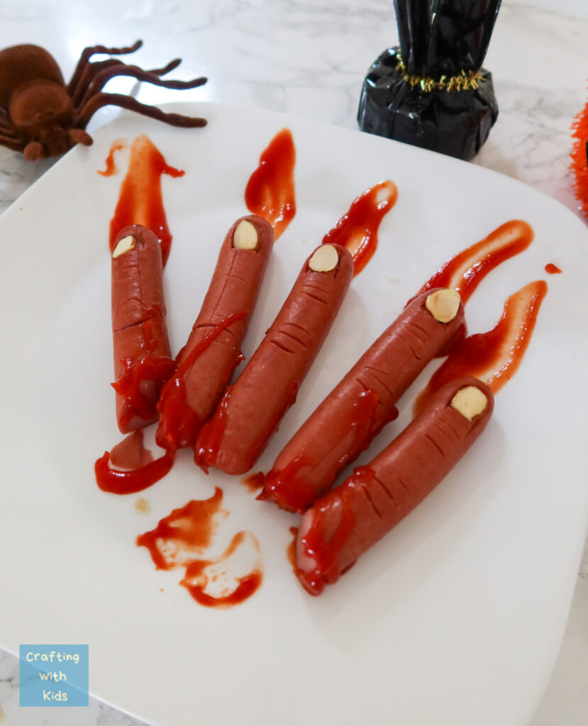 Halloween finger hotdogs
