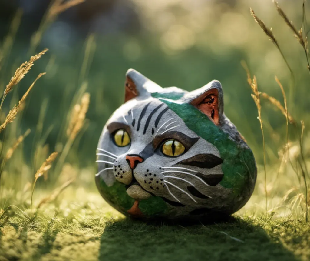 Cat rock painting