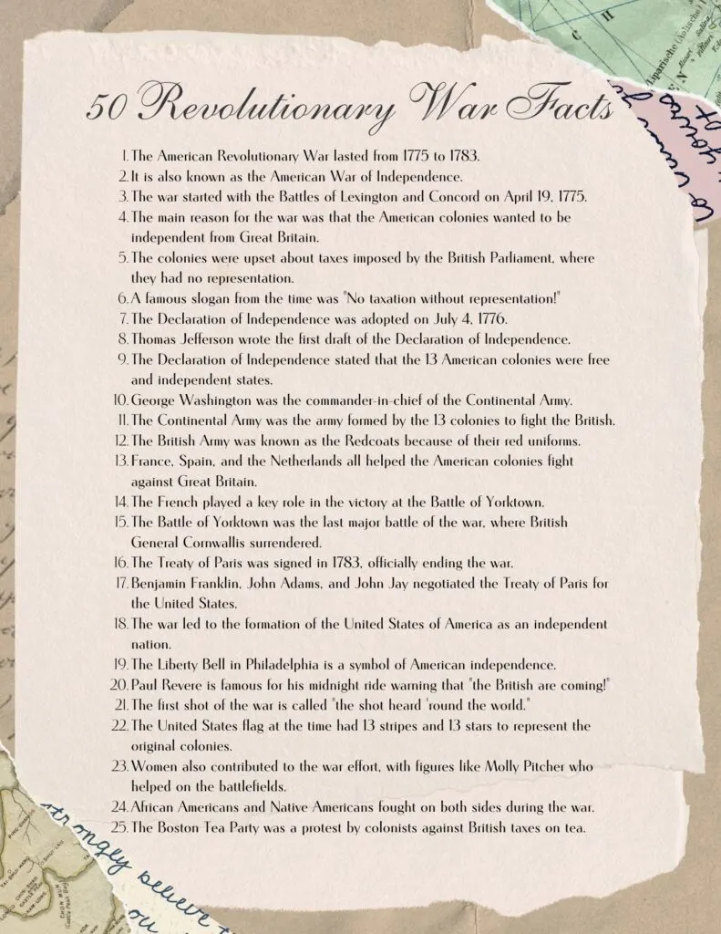 Revolutionary War Facts for Kids