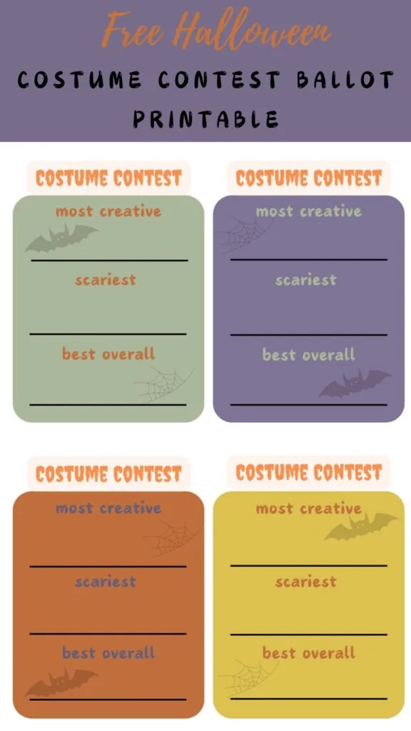 Free Halloween Costume Contest Ballot printable