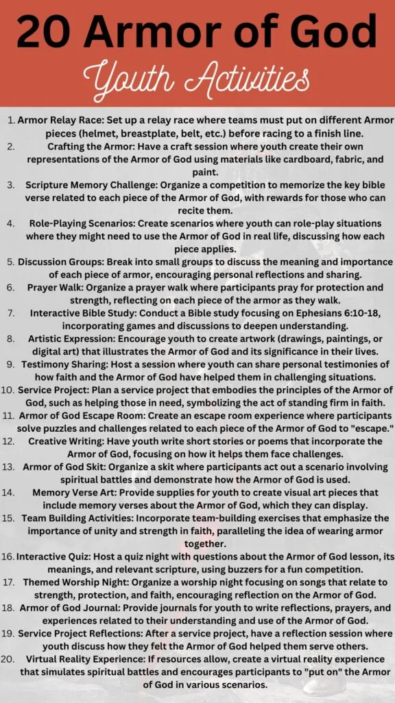 20 Armor of God Youth Activities