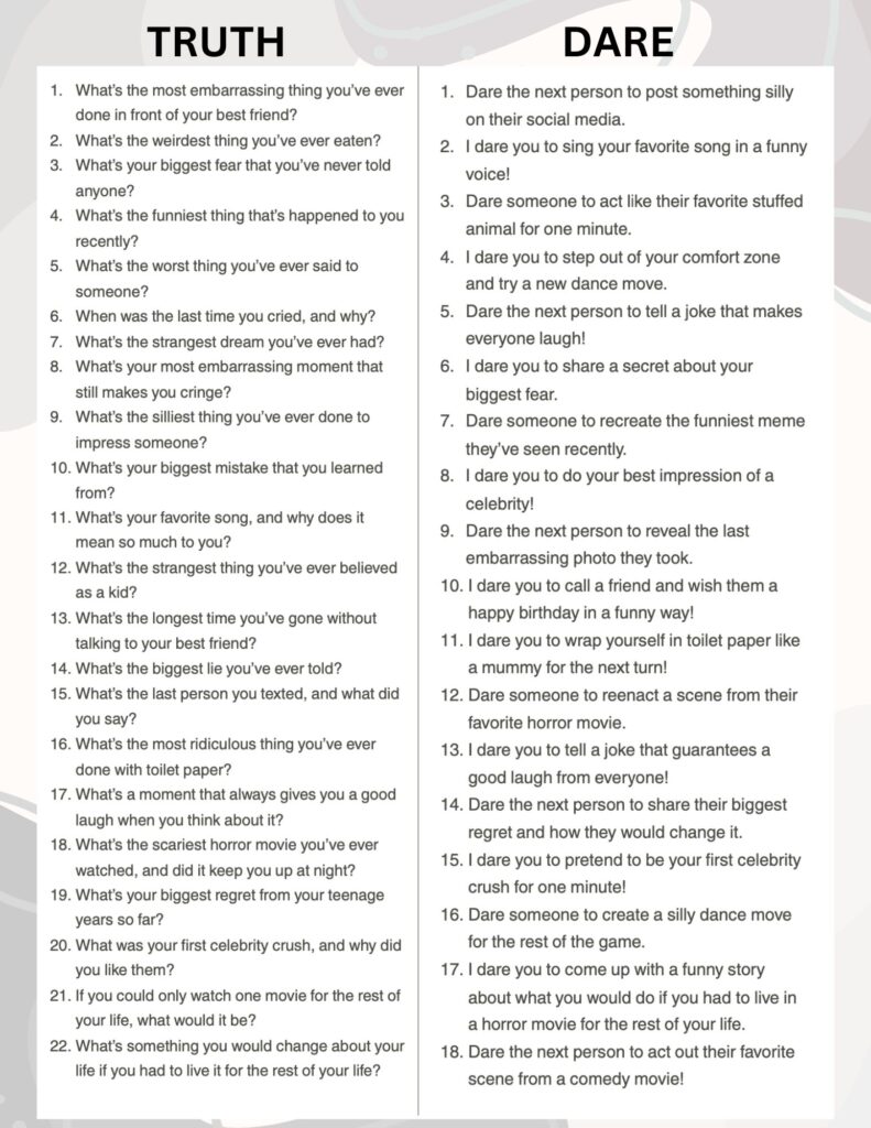 Truth or Dare for teens