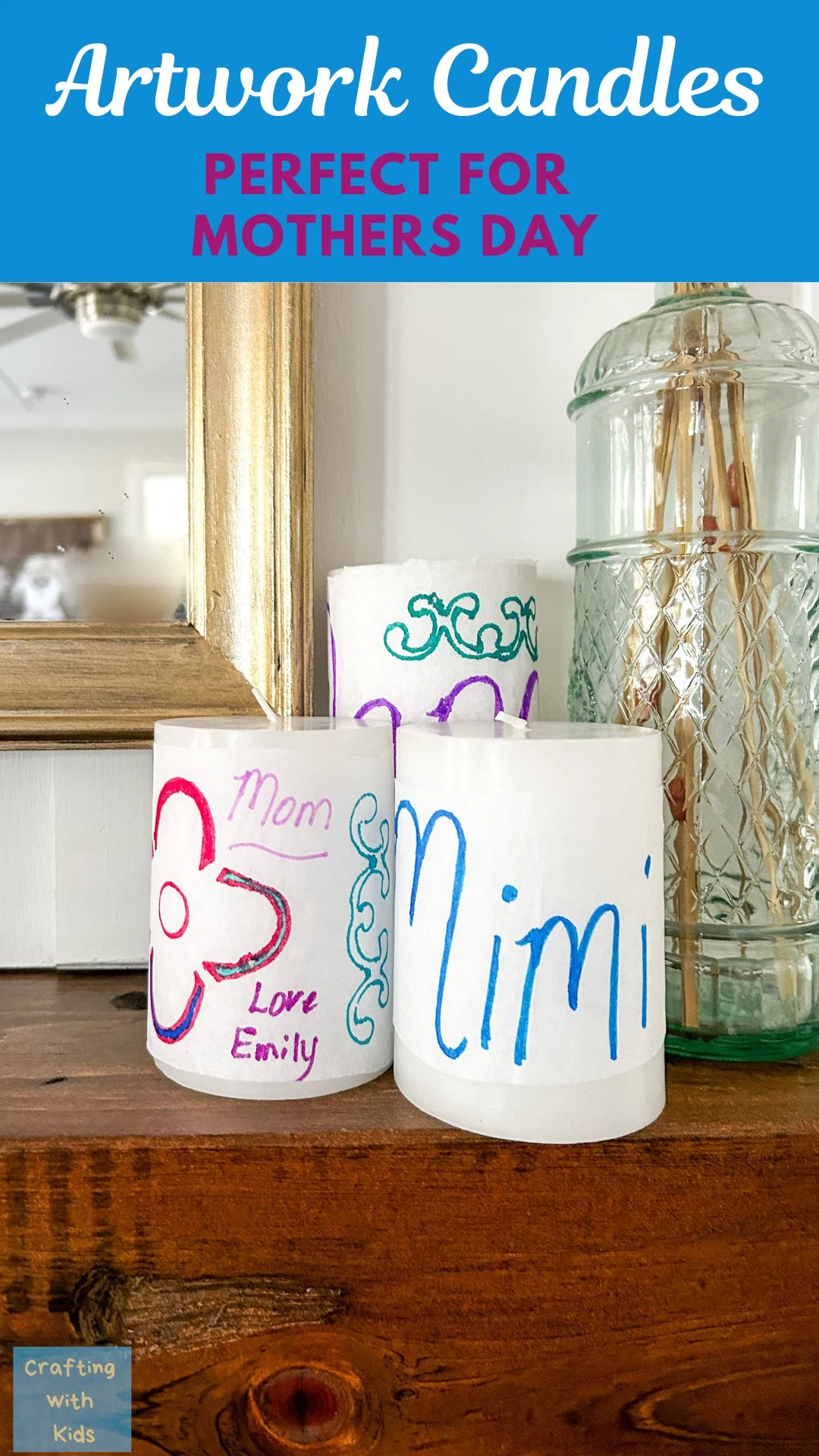 kids artwork candles
