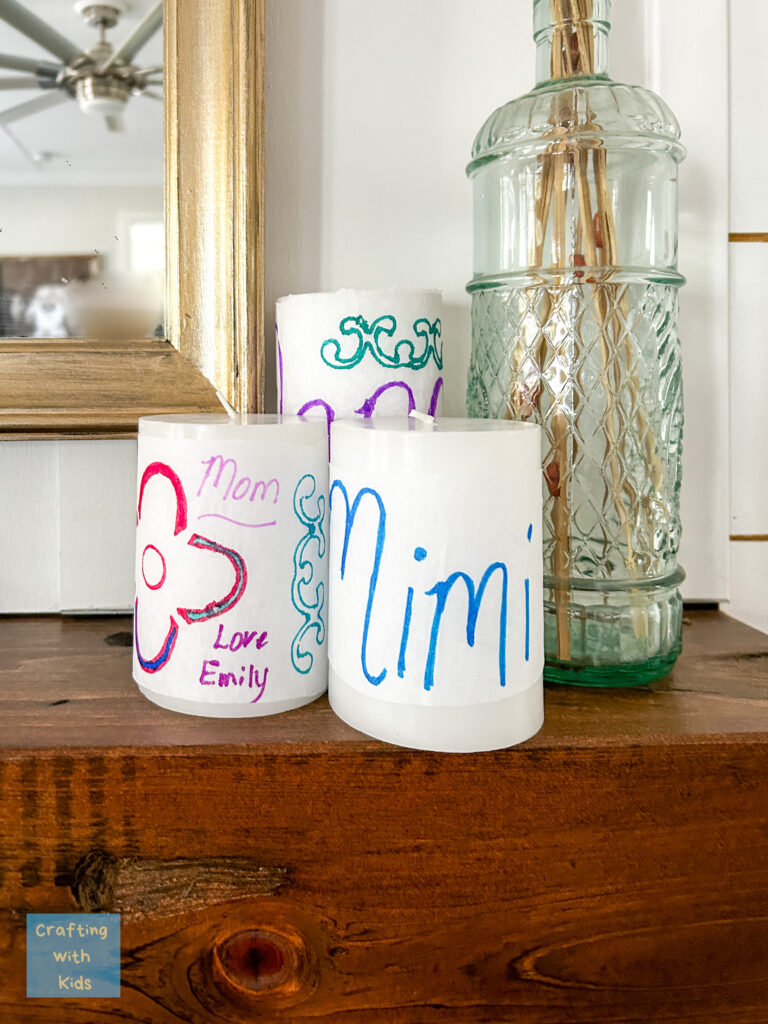 kids artwork candles
