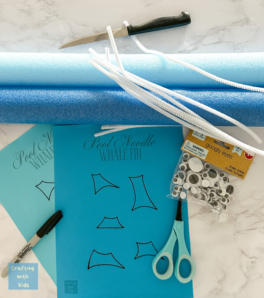 materials for pool noodle whale craft