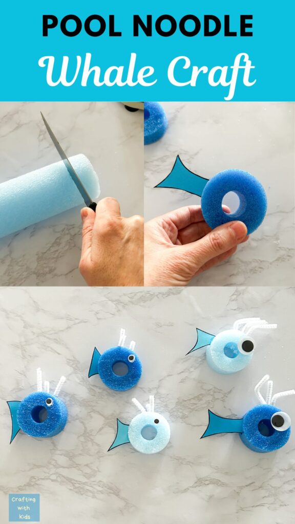 pool noodle whale craft with free printable template