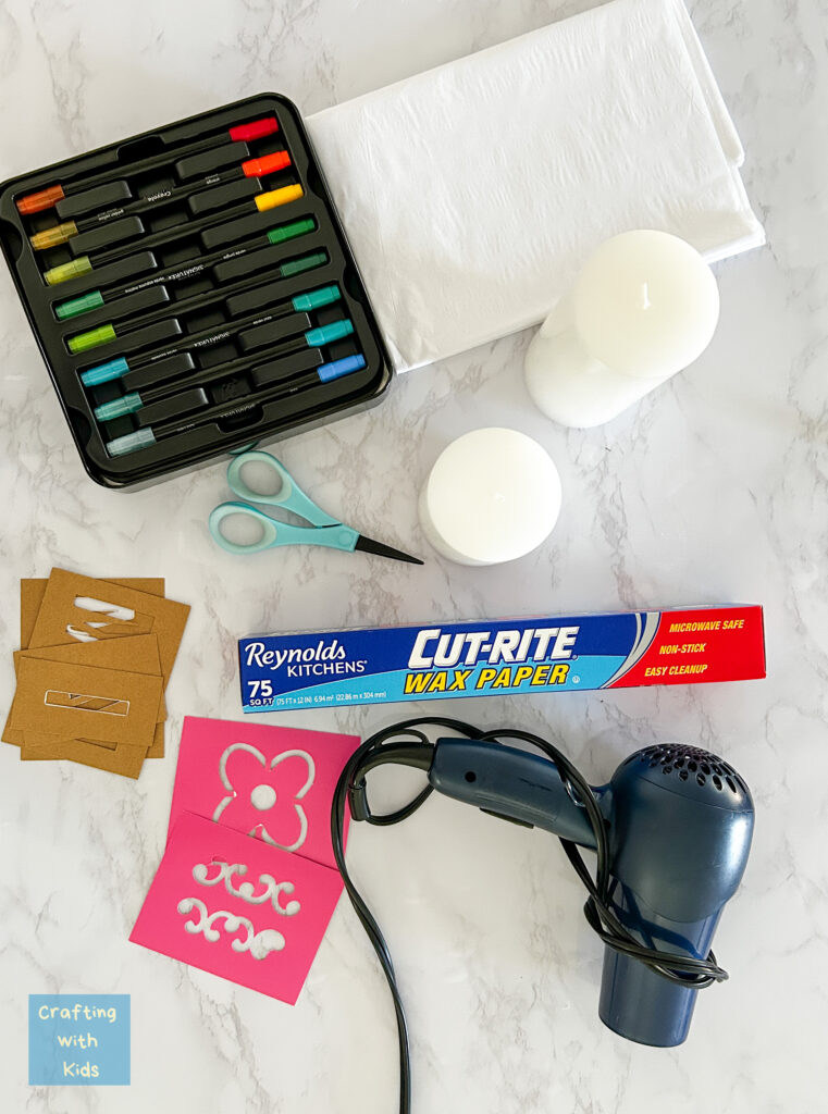 kids artwork candle supplies