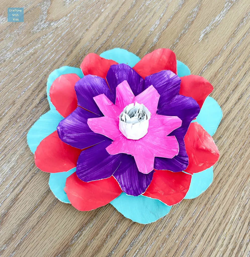 finished paper plate flower