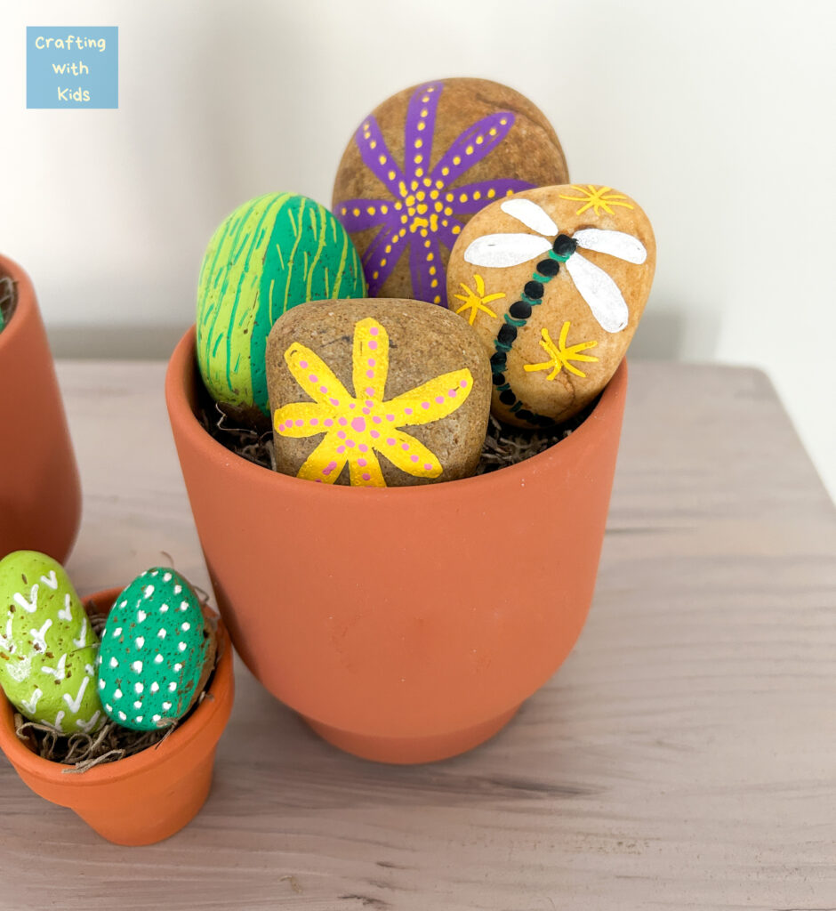 rock painted flowers