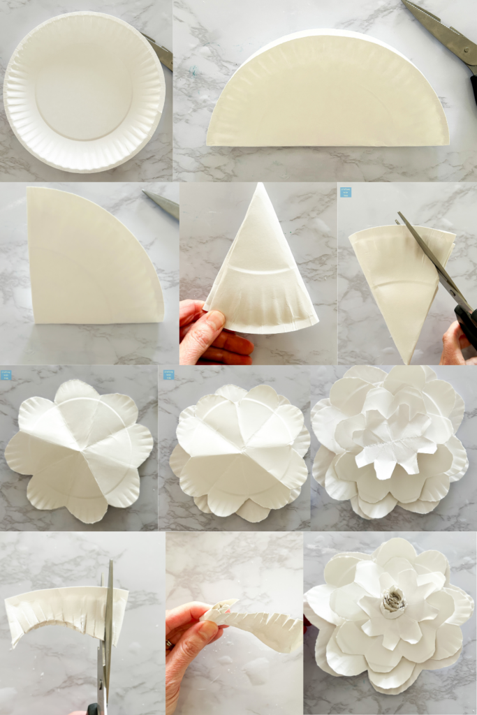 paper plate flowers step by step 