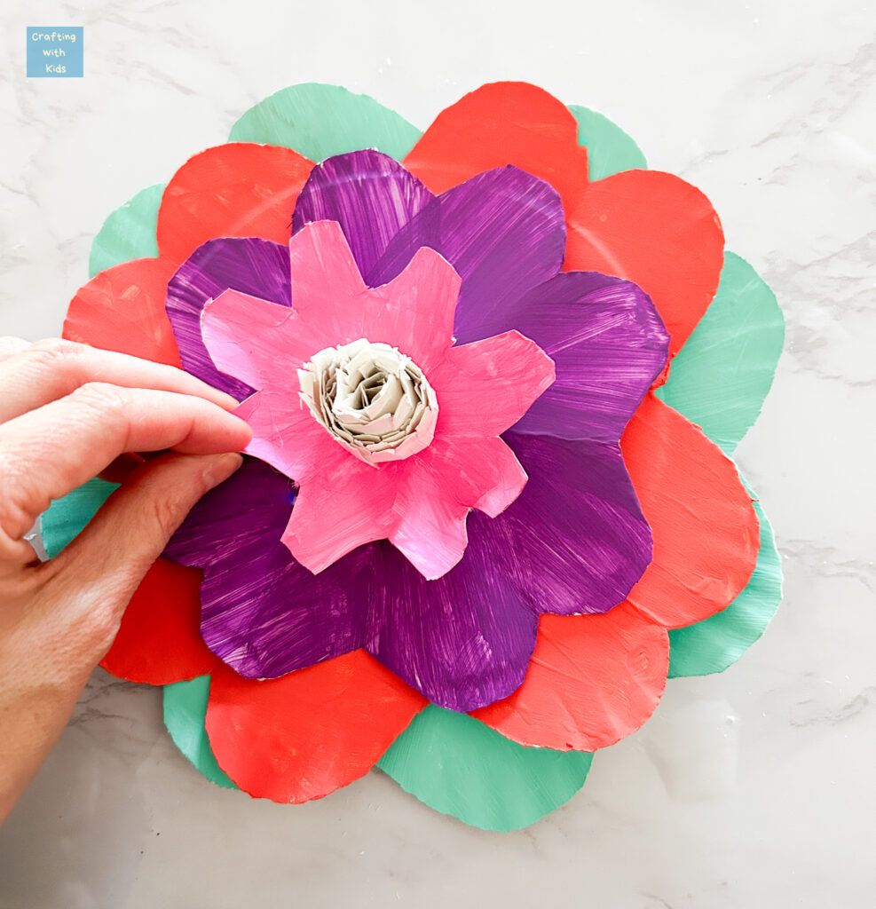 finished paper plate flower