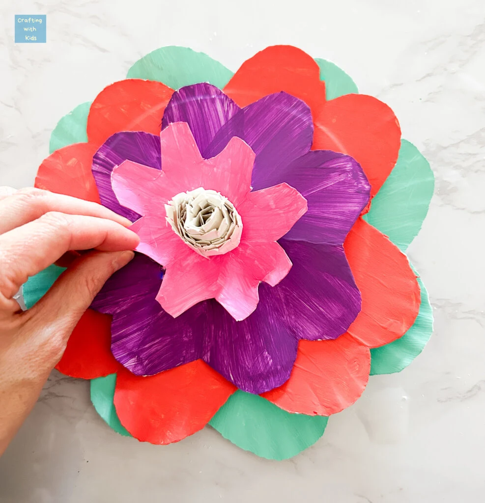 finished paper plate flower