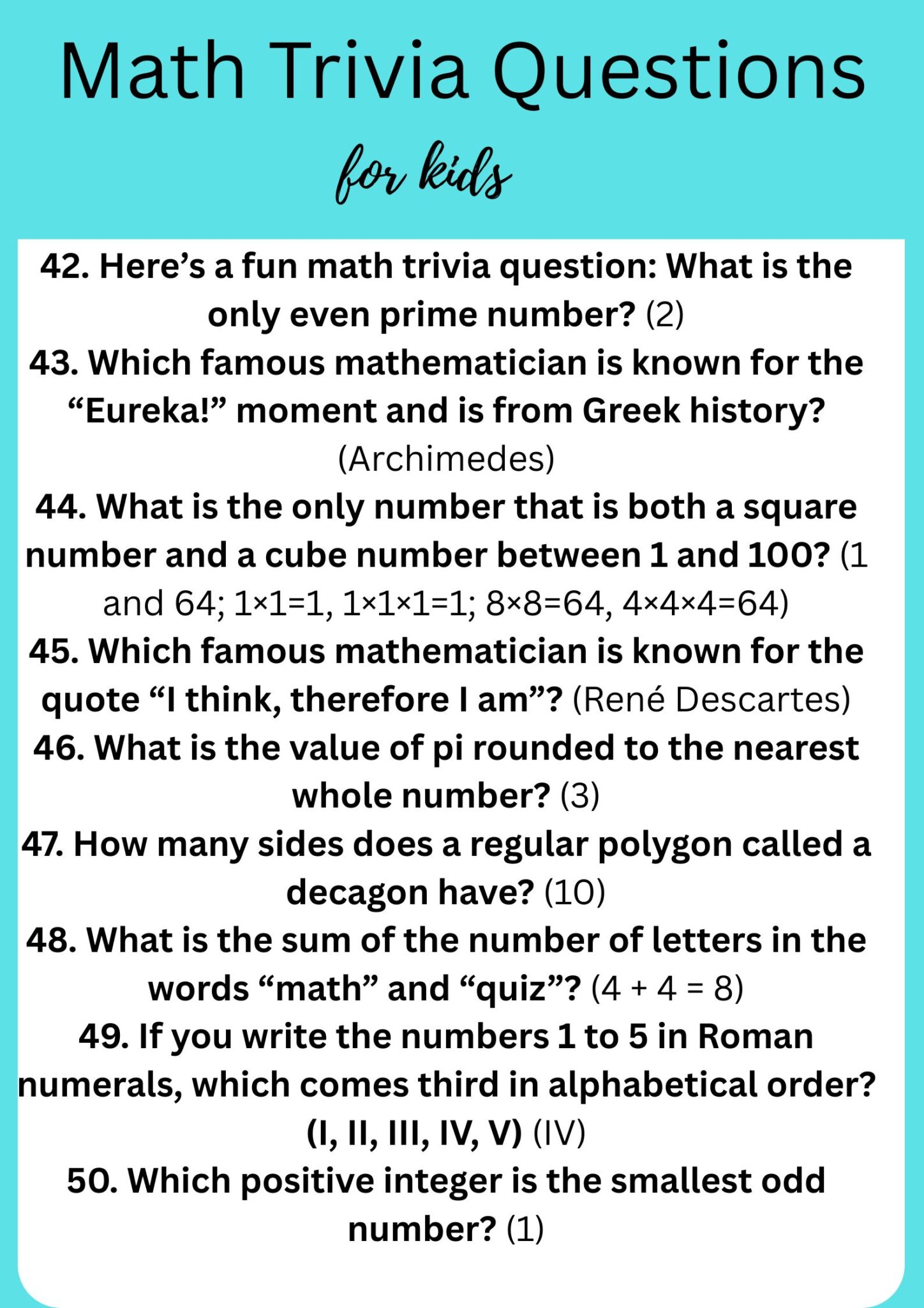 50+ Fun Math Trivia Questions for Kids (With Answers!)