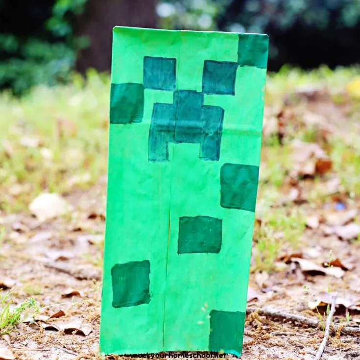 Minecraft creeper paper bag craft
