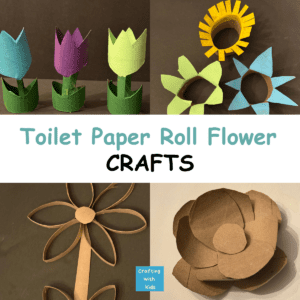 Four flower crafts made out of toilet paper rolls